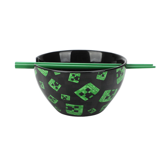 Minecraft - Creepeer 20 oz Ceramic Ramen Bowl with Chopsticks