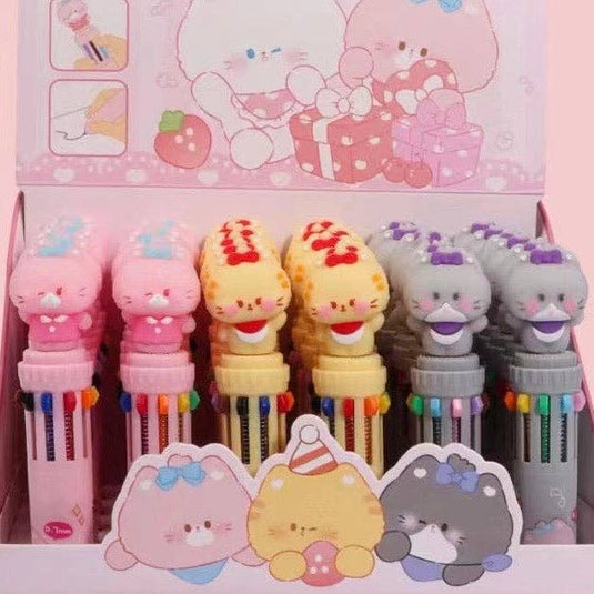 BC Mini - Cats 10-Color 1 Single Retractable Ball Pen