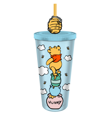 Silver Buffalo Disney Winnie the Pooh Honey Pot 24oz Cold Cup with Topper