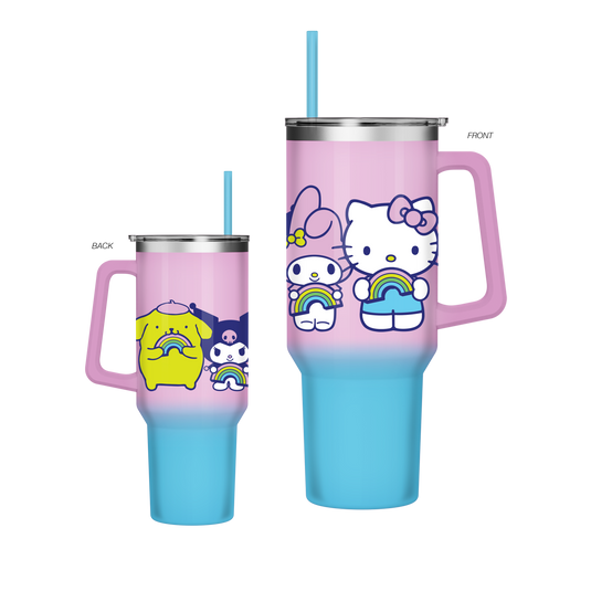 Silver Buffalo Sanrio Rainbow 40oz. Ombre Stainless Steel Tumbler w/ Handle