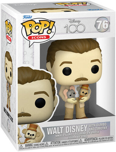 Funko - POP Disney : Disney 100 - Figurine en vinyle Walt (avec Dumbo et Timothy)