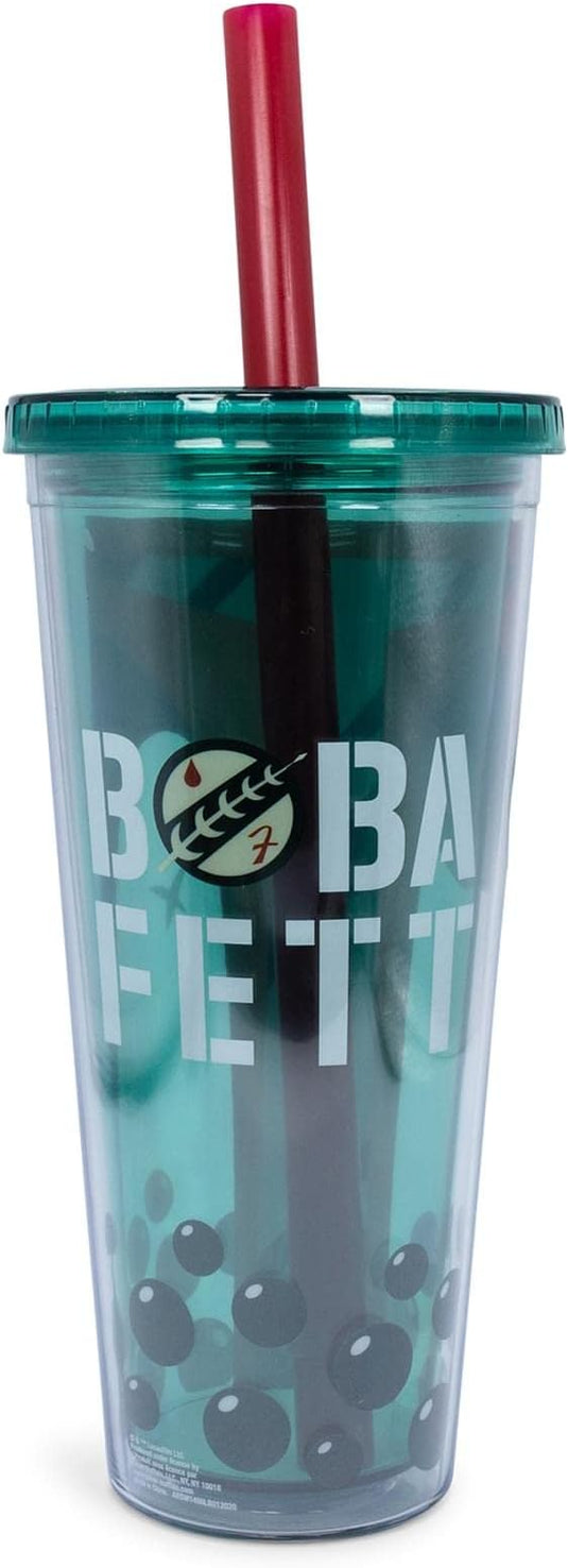 Silver Buffalo Star Wars - Boba Fett 24oz Plastic Boba Tumbler with Lid & Straw