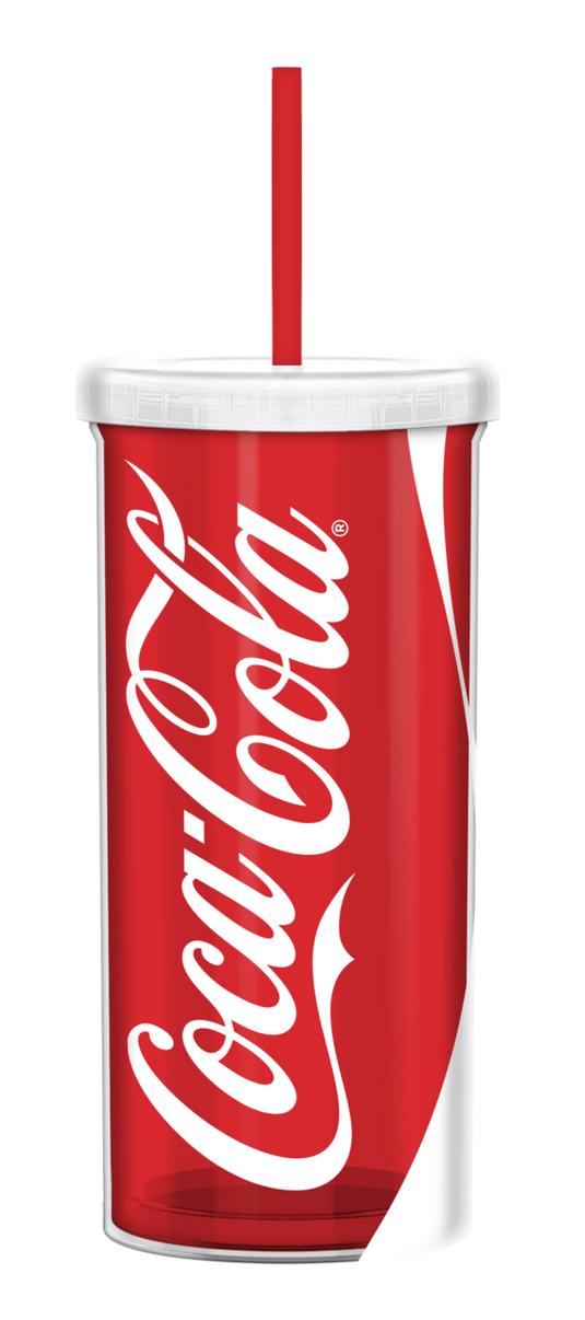 Silver Buffalo Coca Cola Enjoy Logo 20oz Plastic Tall Cold Cup w/ Lid