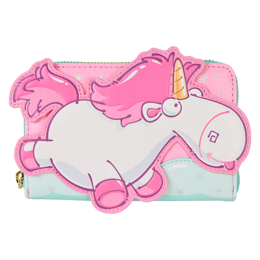 Loungefly Minions -  Fluffy Unicorn Rainbow Glitter Zip Around Wallet