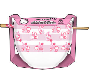 Sanrio Hello Kitty Ceramic Ramen Bowl with Chopsticks