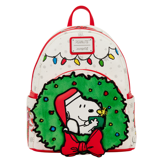 Loungefly Peanuts - Snoopy & Woodstock Holiday Plush Wreath Mini Backpack
