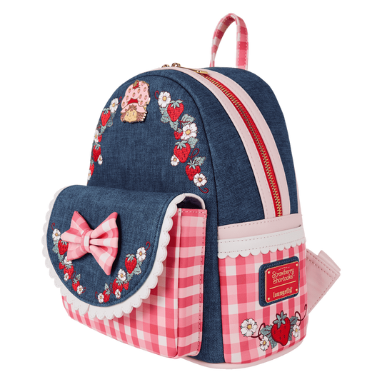 Loungefly Strawberry Shortcake - Faux Denim Gingham Mini Backpack