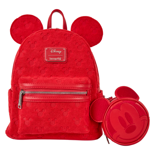 Loungefly Disney Mickey Mouse - All-Over Print Plush Burnout Mini Backpack