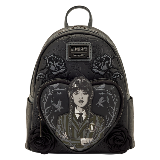 Loungefly The Addams Family - Wednesday Black Roses Mini Backpack