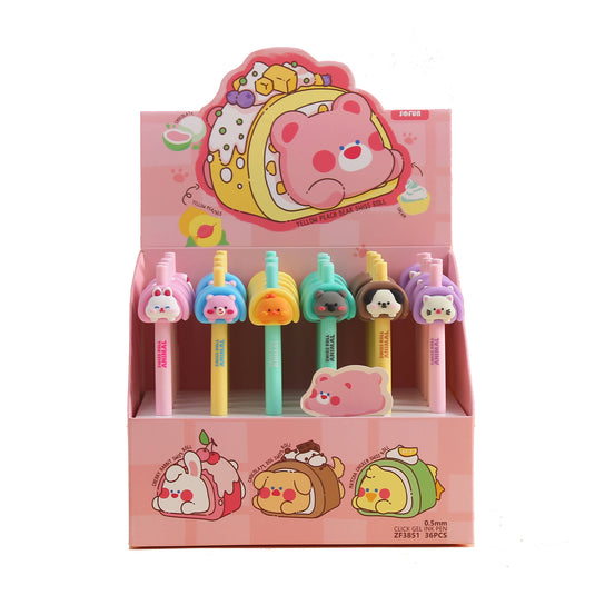 BC Minis - Swiss Roll Animals Retractable 1 Single Gel Pen