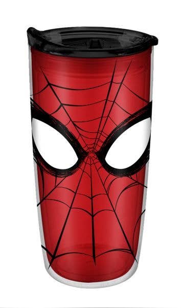 Silver Buffalo Spiderman Eyes 20oz Double Wall Tumbler w/ Slide Lid