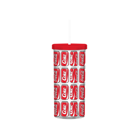 Silver Buffalo Coca Cola Pop Art 20oz Plastic Tall Cold Cup w/ Lid & Straw