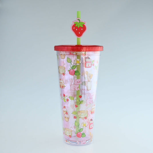 Silver Buffalo Strawberry Shortcake Berry Vines 24oz Plastic Cold Cup w Lid