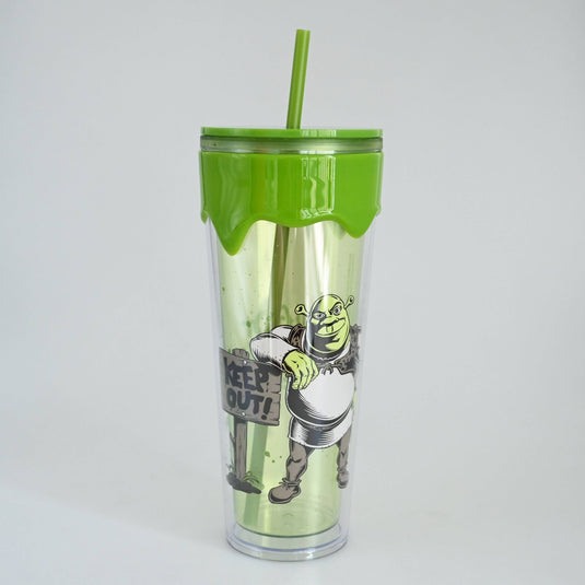 Silver Buffalo Shrek - Shrek Keep Out Slime 26oz. Plastic Drip Tumbler