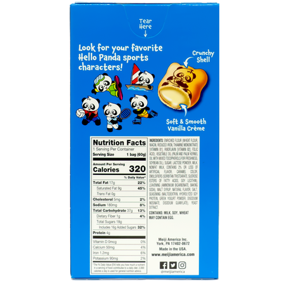 Meiji - Biscuits Hello Panda Fourrés à la Crème Vanille, 60g