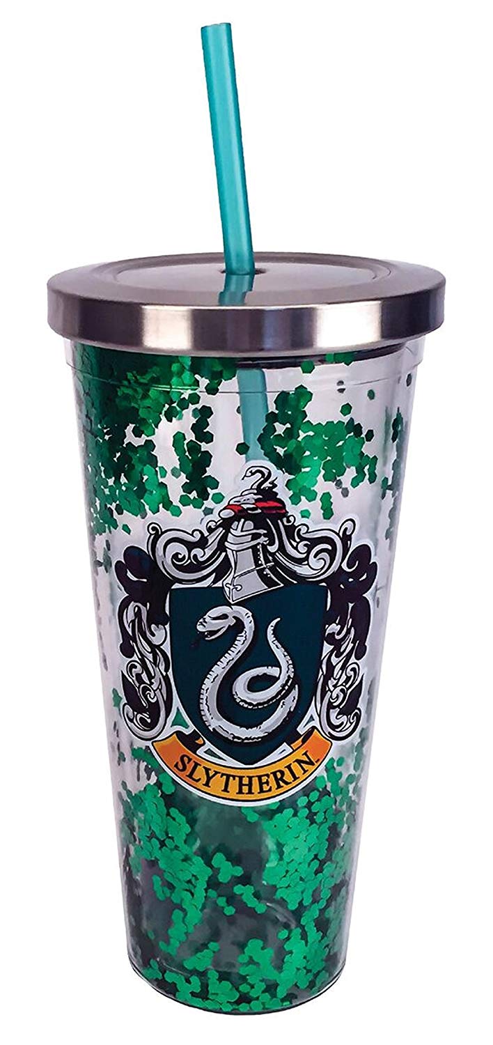 Harry Potter Solemnly Swear Glitter Cup w/Straw, 20 Ounces