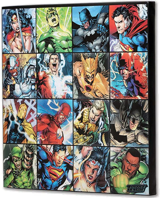 Liga de la Justicia de DC - Decoración de pared de lienzo cuadrado collage