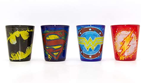 DC Comics - Superhero Logo Plastic Freeze Gel Mini Shot Glasses (4 Pack)