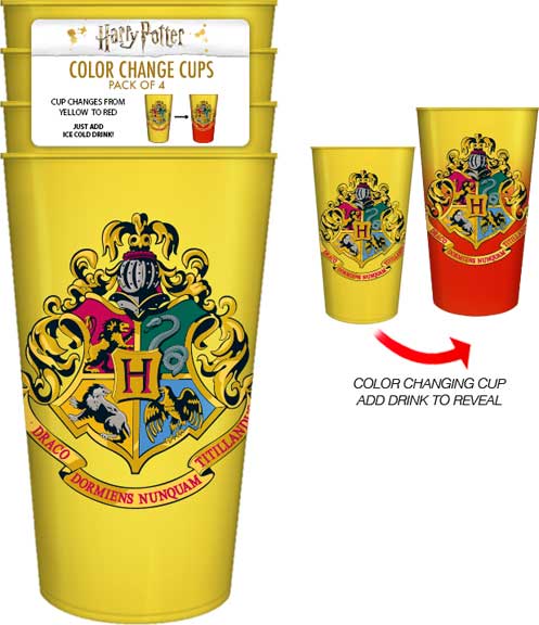 Silver Buffalo Harry Potter Hogwarts Crest 4-Pack Color Changing Cups, 20  Ounces