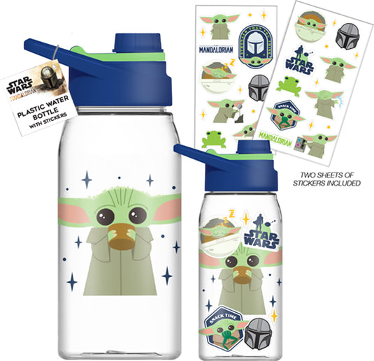 Star Wars : Le Mandolorien - L'enfant Bouteille d'eau en plastique à poignée à charnière de 20 oz avec autocollant