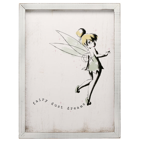 Tinker Bell Rustic Wood Framed Wall Decor - Kryptonite Character Store