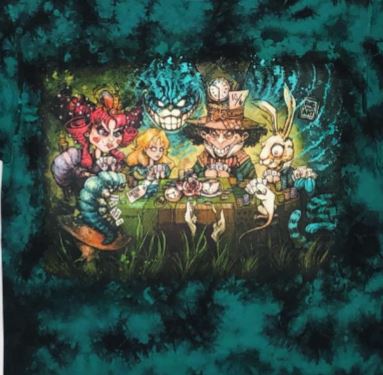 Disney: Alicia en el país de las maravillas: todos estamos en camiseta verde azulado con cristales teñidos en prenda