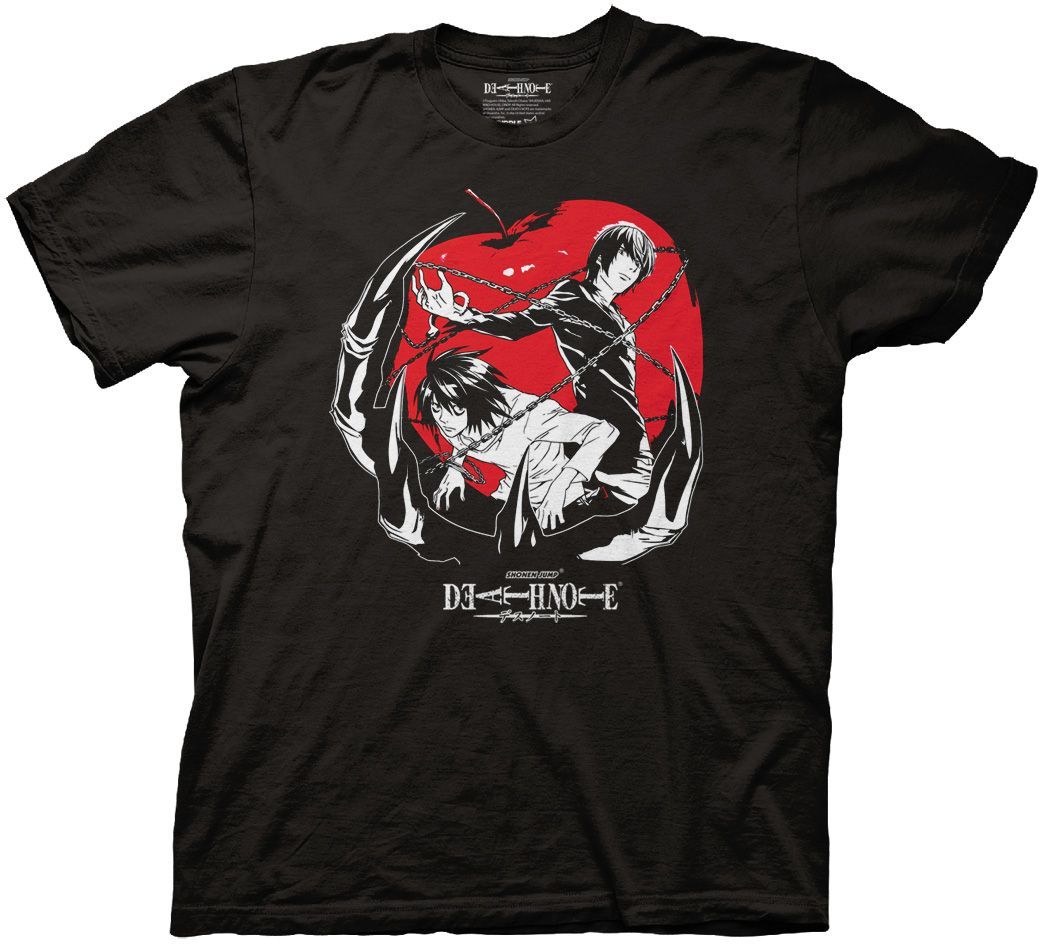 Death Note: Light & L - On Apple Ryuk Hand 2 Color T-Shirt