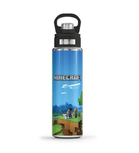 Minecraft - Cover Art Botella de boca ancha de acero inoxidable de 24 oz con tapa con boquilla de lujo 