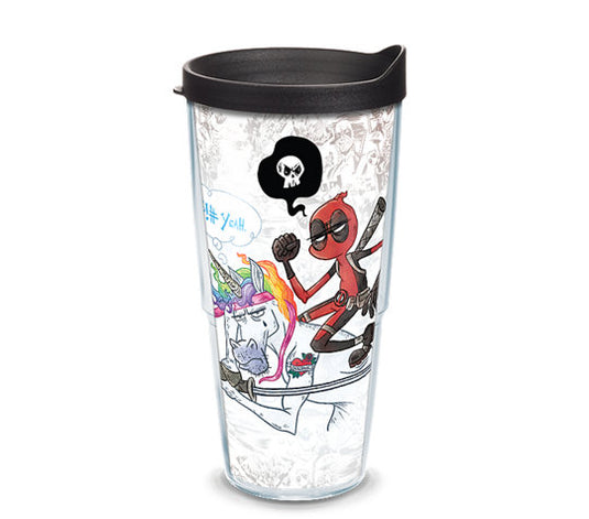 Marvel Comics: Deadpool - Vasos con envoltura y tapa de viaje