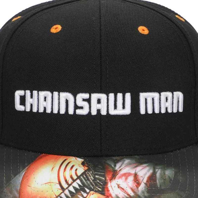 Cargue la imagen en el visor de la galería, Chainsaw Man Raised Logo Embroidered Pre-Curved Bill Snapback
