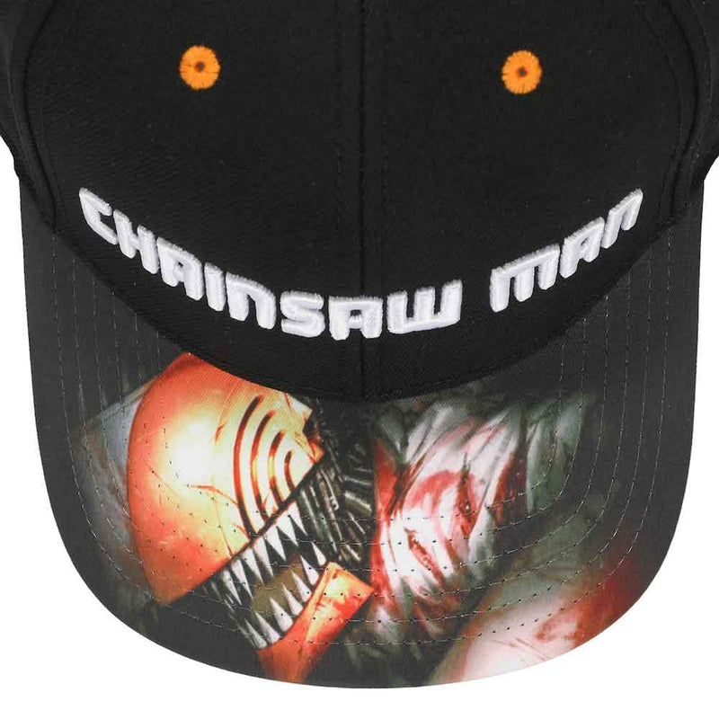 Cargue la imagen en el visor de la galería, Chainsaw Man Raised Logo Embroidered Pre-Curved Bill Snapback
