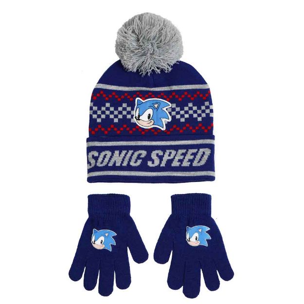 Cargue la imagen en el visor de la galería, Combo de gorro y guantes para jóvenes de Sonic the Hedgehog
