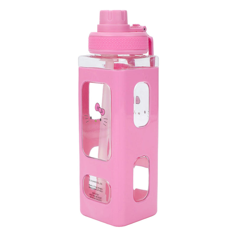 Hello Kitty -Pink Square Silicone Sleeve Water Bottle