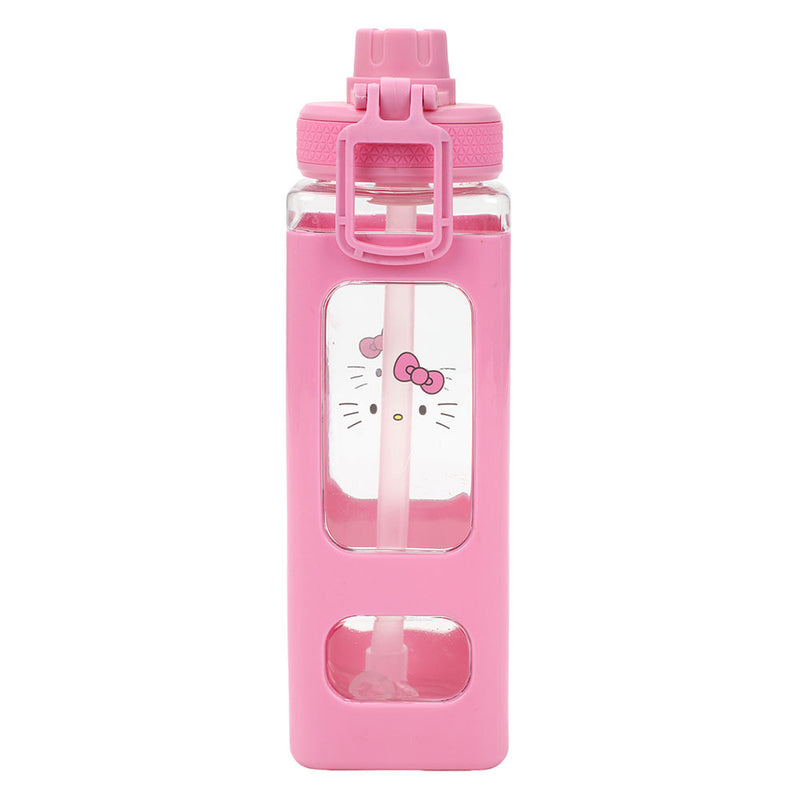 Hello Kitty -Pink Square Silicone Sleeve Water Bottle