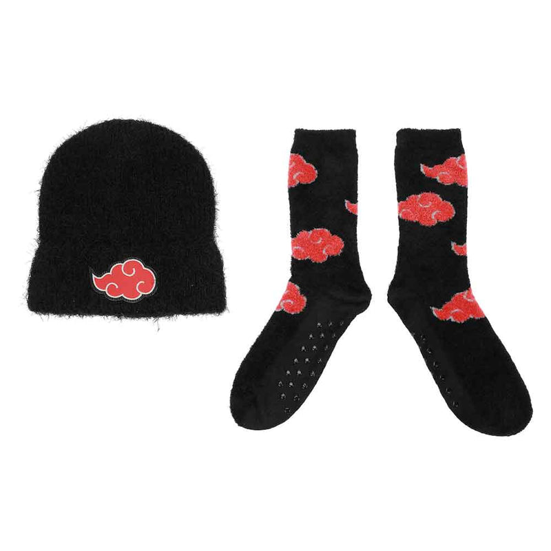 Cargue la imagen en el visor de la galería, Naruto: Shippuden - Akatsuki Fuzzy Women&#39;s Crew Sock &amp; Cuff Beanie Combo
