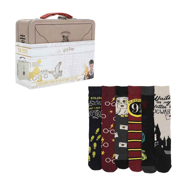 Harry Potter Hogwarts 6 Pair Crew Socks with Tin Tote