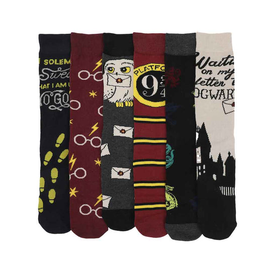 Harry Potter Hogwarts 6 Pair Crew Socks with Tin Tote