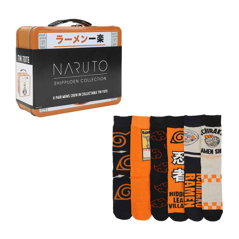 Load image into Gallery viewer, Naruto Shippuden 6 Pair Crew Socks with Tin Tote
