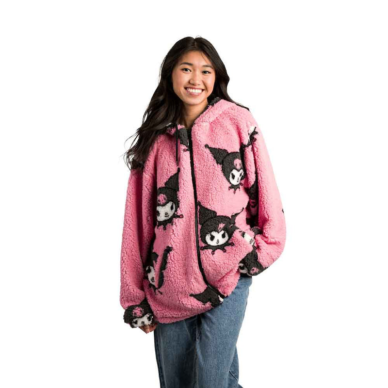 Sanrio - Kuromi Juniors Oversized Sherpa Fleece Hoodie