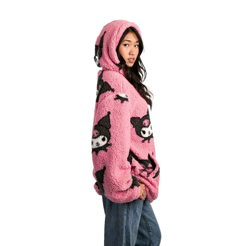 Sanrio - Kuromi Juniors Oversized Sherpa Fleece Hoodie