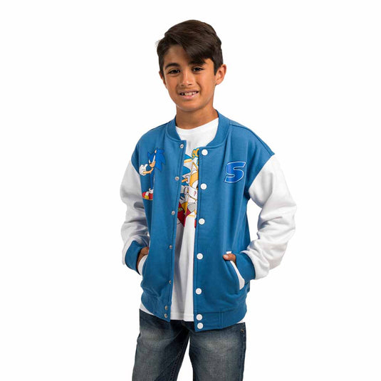 Sonic the Hedgehog Blue and White Youth Bomber Jacket