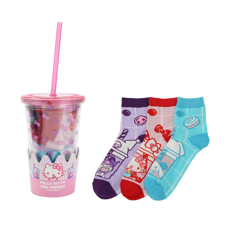 Chargez l&#39;image dans la visionneuse de la galerie, Hello Kitty &amp; Friends - Adult 3 Pair Quarter Crew Box Set Socks
