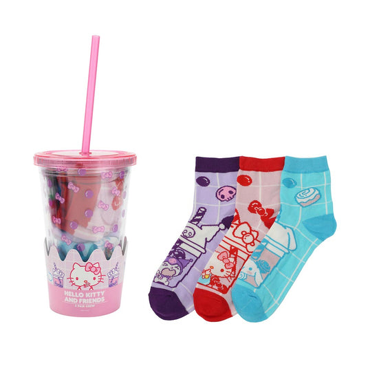 Hello Kitty & Friends - Adult 3 Pair Quarter Crew Box Set Socks