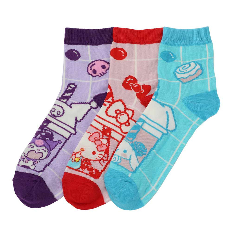 Chargez l&#39;image dans la visionneuse de la galerie, Hello Kitty &amp; Friends - Adult 3 Pair Quarter Crew Box Set Socks
