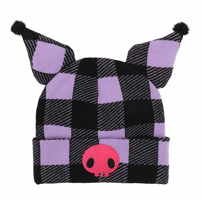 Cargue la imagen en el visor de la galería, Kuromi - Buffalo Plaid 3D Cuff Beanie
