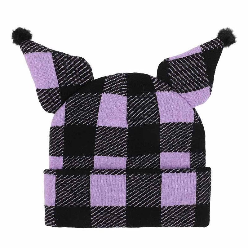 Cargue la imagen en el visor de la galería, Kuromi - Buffalo Plaid 3D Cuff Beanie
