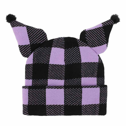 Kuromi - Buffalo Plaid 3D Cuff Beanie