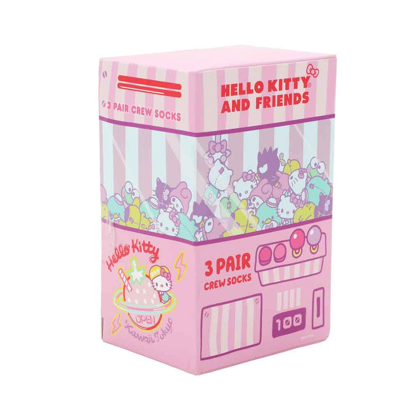 Chargez l&#39;image dans la visionneuse de la galerie, Hello Kitty &amp; Friends - Arcade Adult 3 Pair Quarter Crew Box Set Socks
