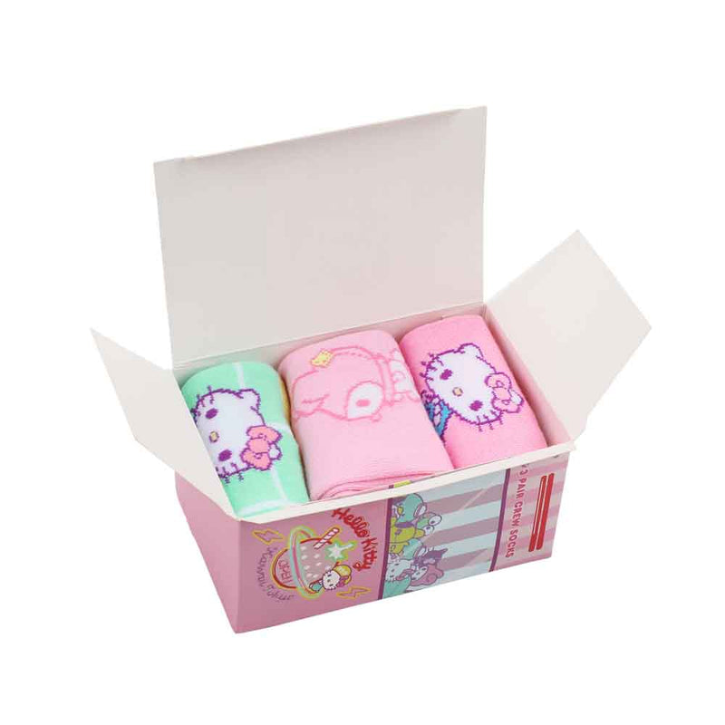 Chargez l&#39;image dans la visionneuse de la galerie, Hello Kitty &amp; Friends - Arcade Adult 3 Pair Quarter Crew Box Set Socks
