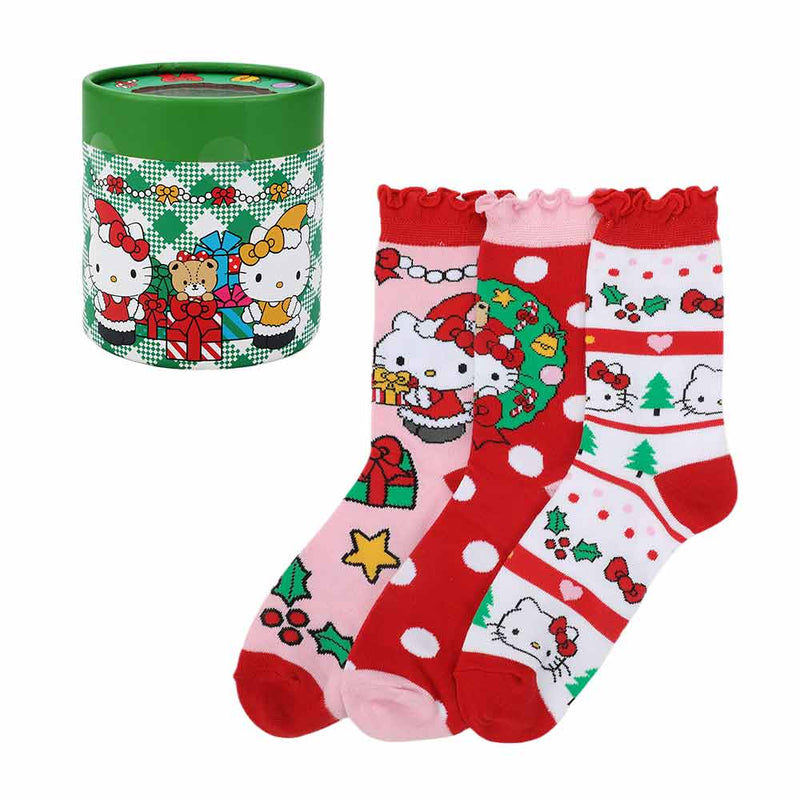 Cargue la imagen en el visor de la galería, Hello Kitty - Christmas Junior&#39;s 3 Pair Crew Box Set Socks
